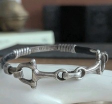 Vtg Sterling Silver Leather