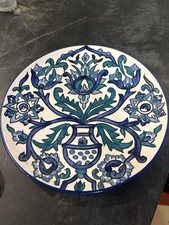 Turkish Pottery Plate In The Iznik / Kutahya Style Hand Painted Floral Design
