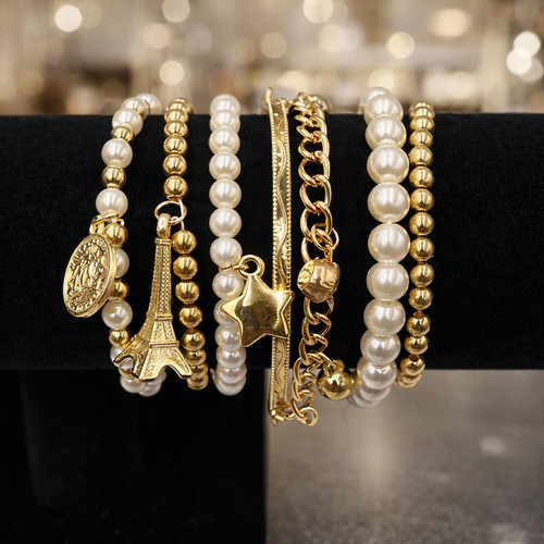 Pearl vintage bracelet coin - pearl,