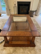 GRANGE Cherry Wood Coffee Table With Glass Inlay