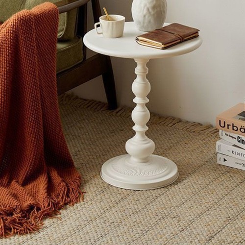 Metal round side table vintage - side,