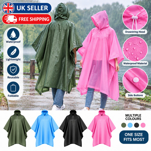 Waterproof rain poncho adult - poncho,