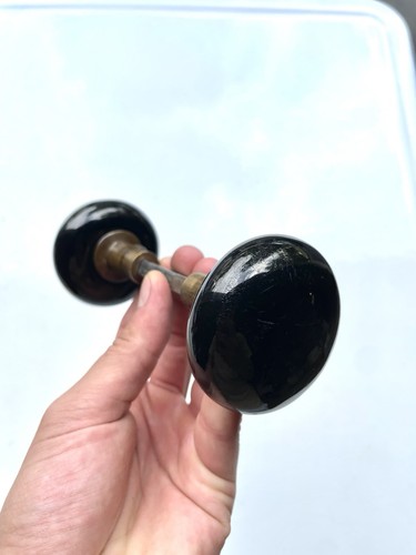 Antique black glazed porcelain - black,