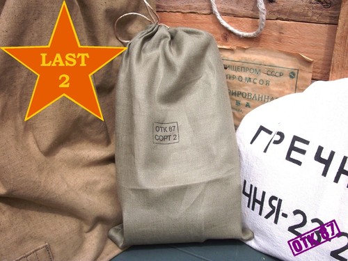 Large green linen ration bag