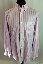 Jaeger Striped Button Down Long Sleeve Shirt Smart Casual Large Pink A3327