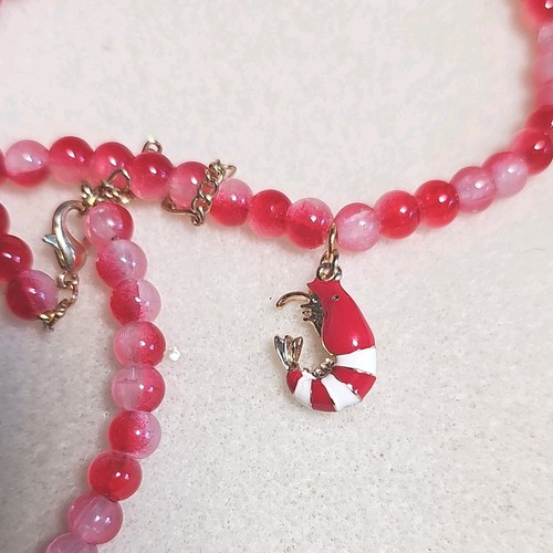 Enamel shrimp charm red - shrimp,