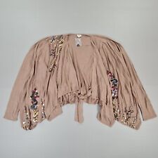 KENZO Womens Cardigan Brown Small Embellished Silk Blend Lightweight
