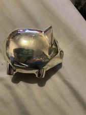 Silver plated piggy bank - silver,