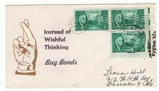 US WWII Patriotic-1945 Very Scarce "Instead of Wishful Thinking-Buy Bonds" Linto