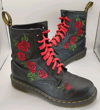 Dr Martens 1460 Vonda Black Red Roses Leather Flowers Ankle Boots UK Size 5