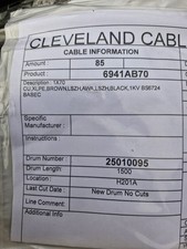 70mm AWA LSZH BROWN XLPE CABLE 85M. MAINS CABLE 1KV Black