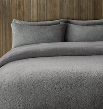 Brand New  Grey Teddy Fleece Asda George Double Duvet Set In Bag