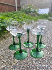 Vintage Luminarc Tall Rhine Green Stem Wine Glasses – Set of 5