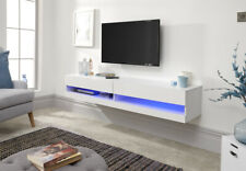 150cm Galicia LED Cool Light up Gloss Wall Mounted TV Unit Storage White graded