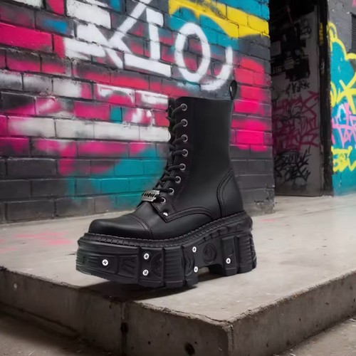 Womans black platform chunky - black,