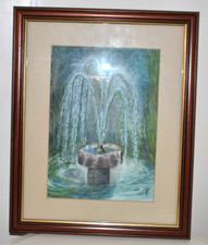 B Paton Watercolour painting- 'Fountasia' Signed & framed- Pretty GC