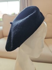 Vintage 60s  Black Wool  Felt Beret Hat