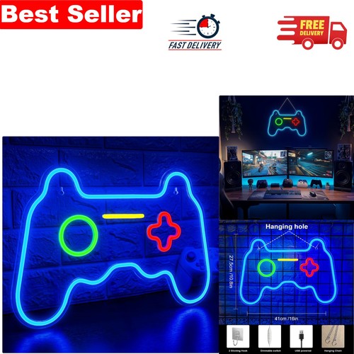 Dimmable blue gaming neon sign - gaming,
