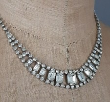 Vintage Art Deco Diamante rhinestone paste necklace circa 1950s VGC
