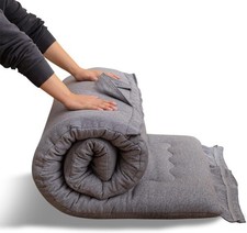 Portable Foldable Futon Mattress AUCTION Hypoallergenic Foam Grey 90x190cm