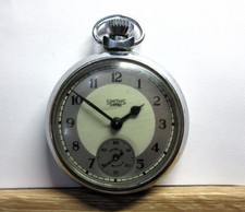Vintage SMITHS EMPIRE CHROME PLATED POCKET WATCH - VGC, Working