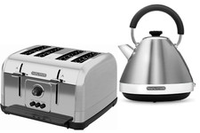 Morphy Richards Venture  Brushed Steel Pyramid Kettle & 4 Slice Toaster Set