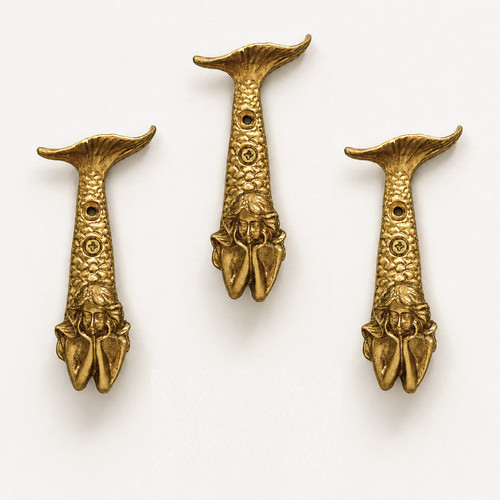 Metal gold mermaid wall - gold,