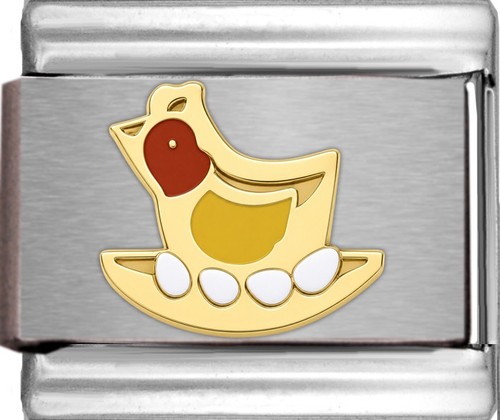 Chicken laying eggs - laying, enamel