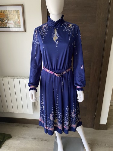Vintage 1970s blue patterned - 1970s,