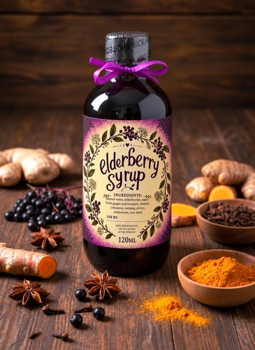 Elderberry syrup with fresh - syrup,