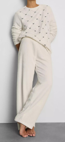 Ladies fleece pyjamas ivory - ladies,