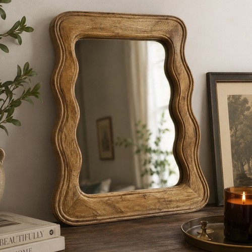 Wavy wood mirror mango - wood,