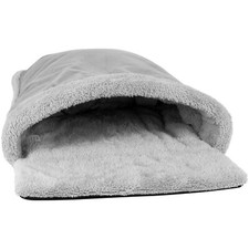 Cat Pouch Bed Cosy Grey Fleece