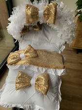 White/gold pram footmuff cosy