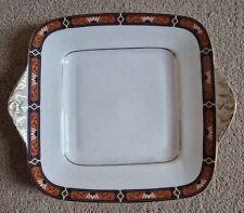 Wedgwood Chippendale Blue & Rust Pattern 11" Square Handled Cake Serving Plate
