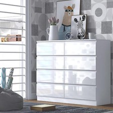 White Gloss Chest Of Drawers Bedroom Furniture Gloss Finish Fronts Modern Design