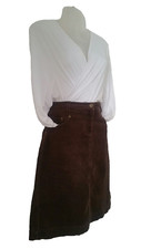 Papaya Womens Skirt Size 10 Brown Corduroy Skirt Pockets Length 58cm