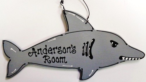 Personalize shark room sign - shark,