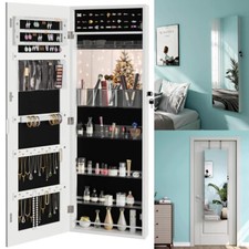 Wall/Door Mounted Jewelry Armoire Organizer Full-length Mirror Storage Cabinet