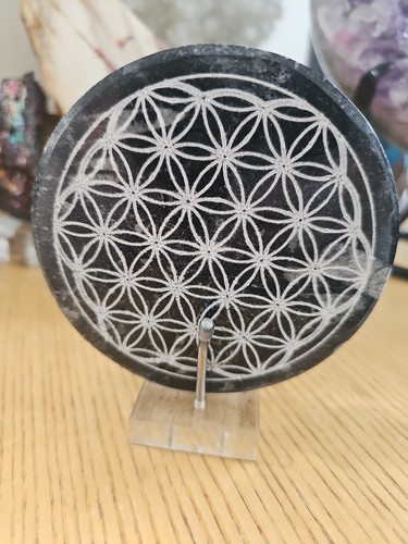Flower life engraved stone - flower,