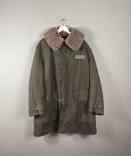 1940s WW2 M1909 Livpäls Swedish Military Sheepskin Parka Field Coat 46 / XL