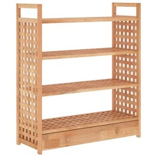 Solid Wood Walnut Shoe Rack with Drawer Hallway Storage Shelf vidaXL
