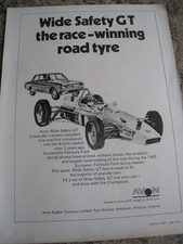 WIDE SAFETY GT THE RACE-WINNING ROAD TYRE AVON TYRES 1970 ADVERT A4 FILE 52