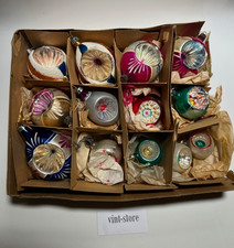 Vintage Mercury Glass Concave hand painted Christmas Baubles.Tree decs 1940s/50s