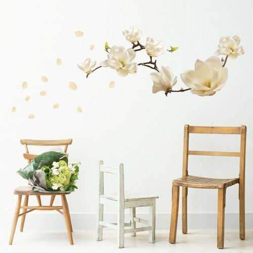 Walplus white magnolia - white,