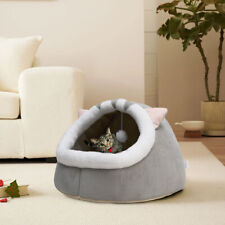 2-In-1 Soft Pet Warm House Cave Beds for Indoor Cats Cozy Igloo Cat Nest Kennel