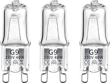 MSC 3 x 40w G9 Halogen Oven Bulbs Suitable for Oven, Salt Lamp, Lava Lamp, g9 B