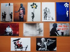  BANKSY ART PRINTS NEW SET OF TEN BANKSY ARTWORK POSTCARD SIZE REPRINTS,.