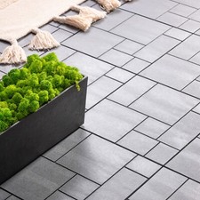 10 Mosaic Garden Interlocking Decking Tiles, Recycled Rubber Light Grey 30x30cm