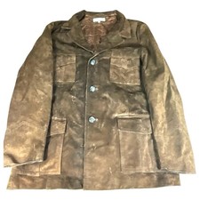 Vintage Brown Suede Leather Jacket Size 44 Genuine Leather Lining Retro Style
